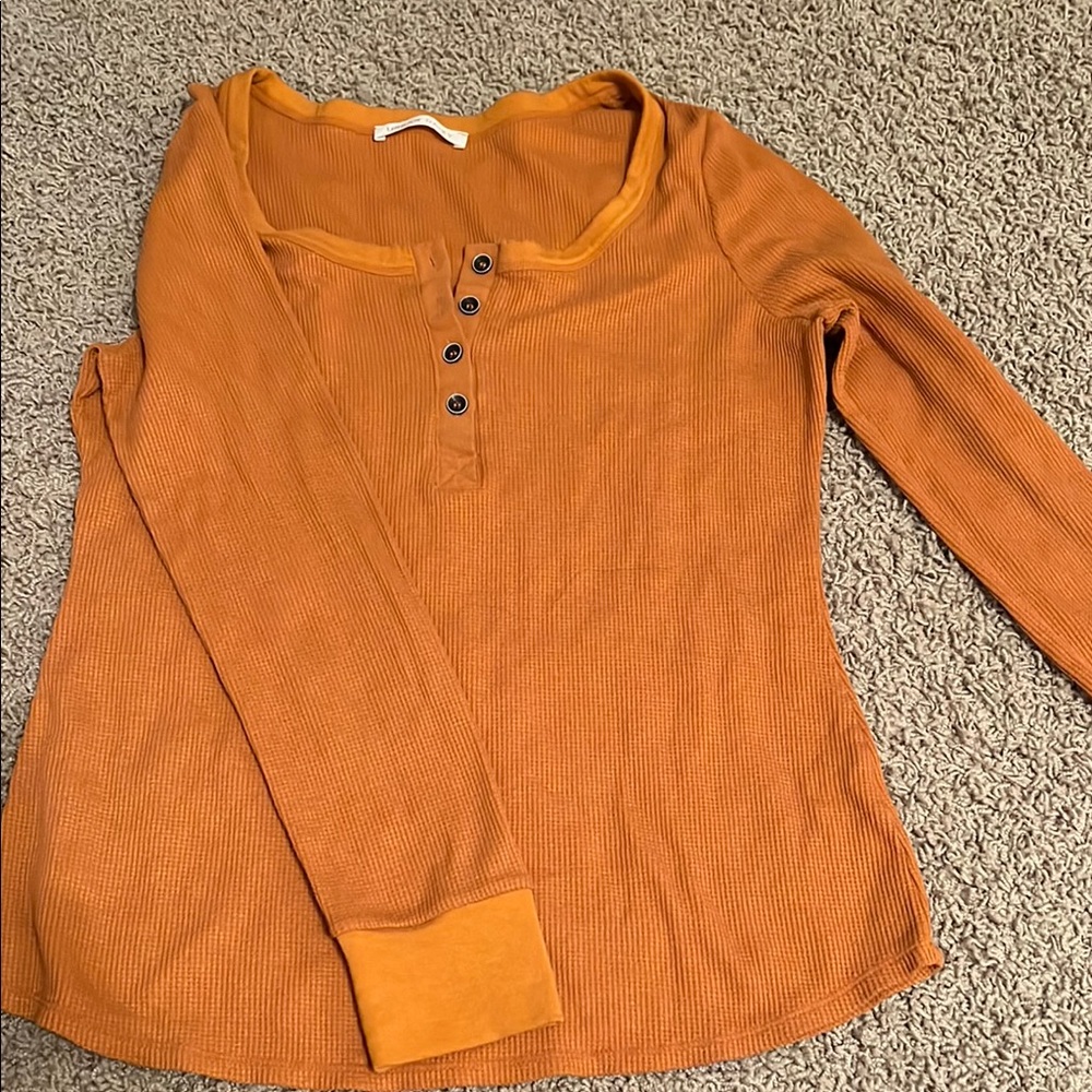 Orange Long Sleeve Henley Top